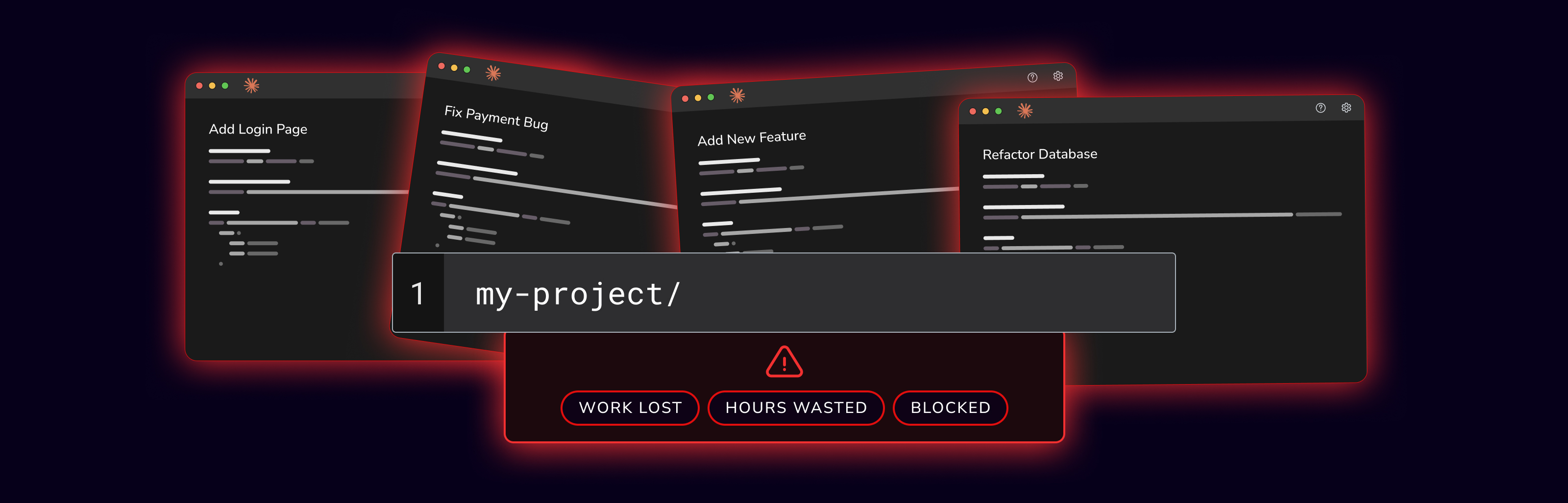 Multiple isolated agent sessions with no shared visibility — work lost, hours wasted, blocked